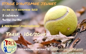 Stage Tennis d'Automne Jeunes