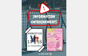 INFORMATION ENTRAINEMENTS 🎾 