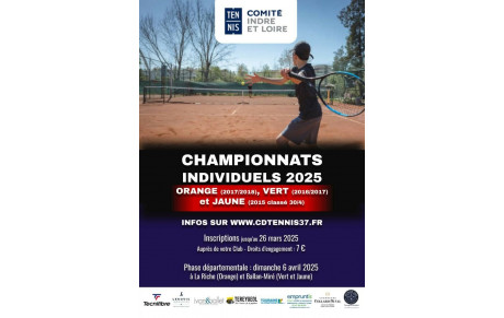 Championnats individuels Vert 🟢, Orange 🟠  et Jaune 🟡 2025 🎾